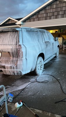 Houston mobile detailing van being washed and detailed by Next Mile Enterprises